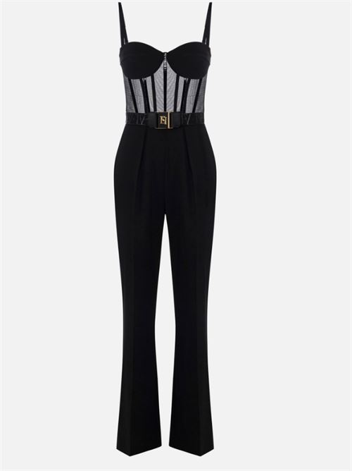 LIGHT CREPE AND TULLE JUMPSUIT ELISABETTA FRANCHI | TU05756E2110 Nero